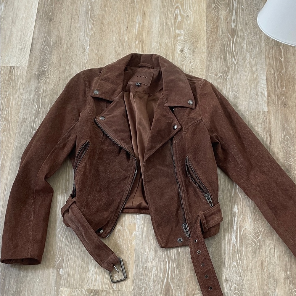 Blank NYC Chocolate Suede Leather Jacket